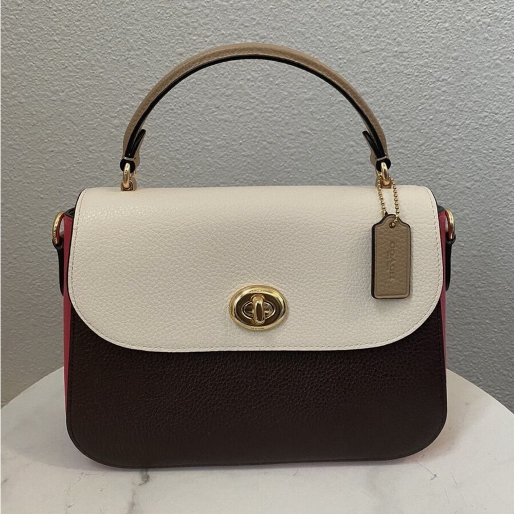 Coach White and Brown Leather Handbag